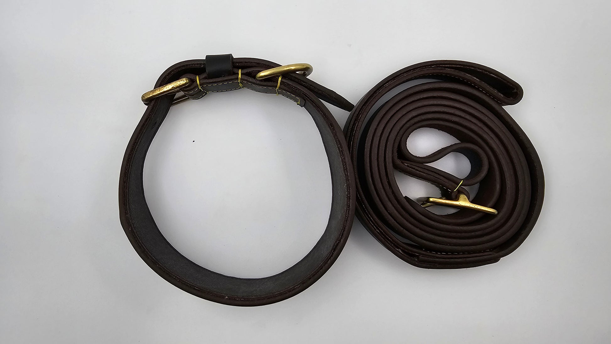 Premium Leather Dog Collar & Leash Set