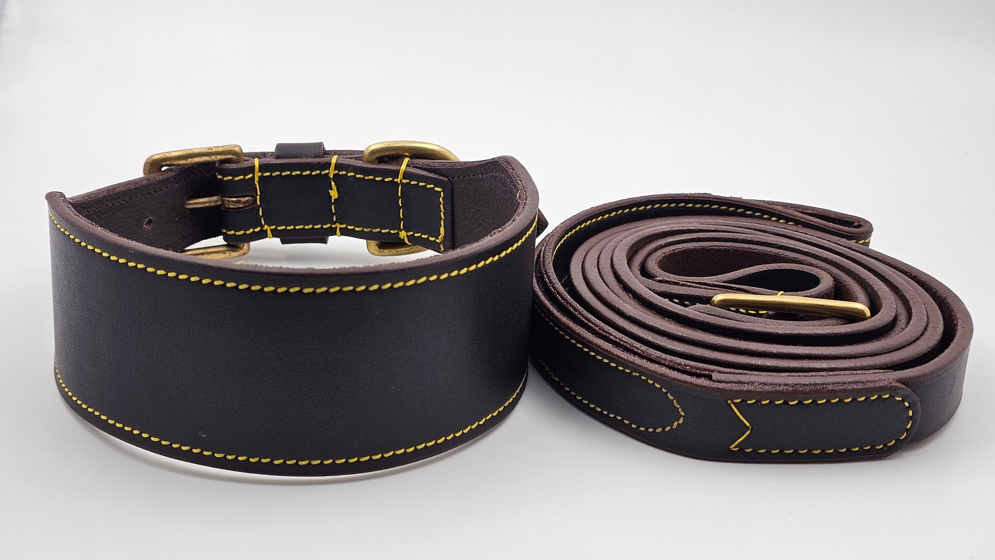 Premium Leather Dog Collar & Leash Set