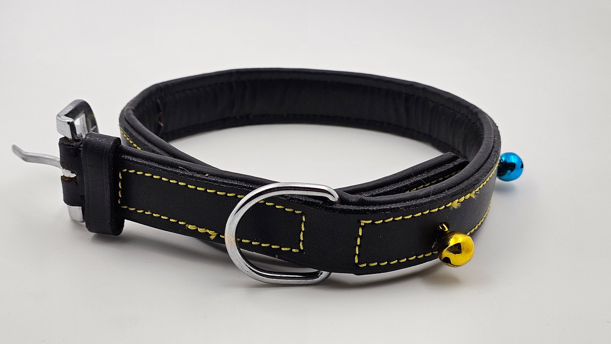 Premium Leather Pet Collar with Bells – Adjustable & Durable