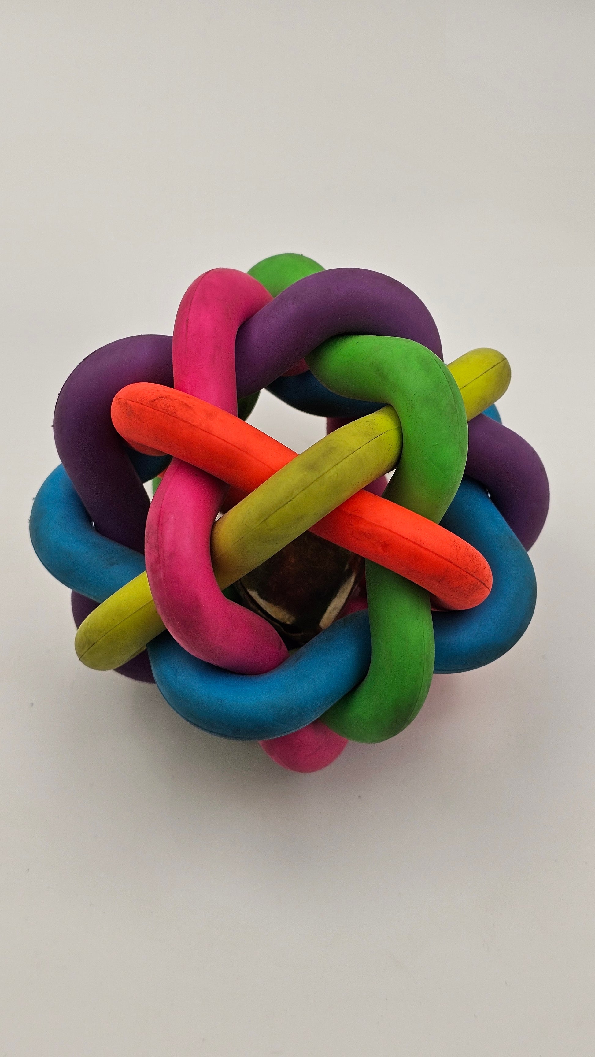 Vibrant Intertwined Rubber Ball with Natural Core - Engaging Pet Toy