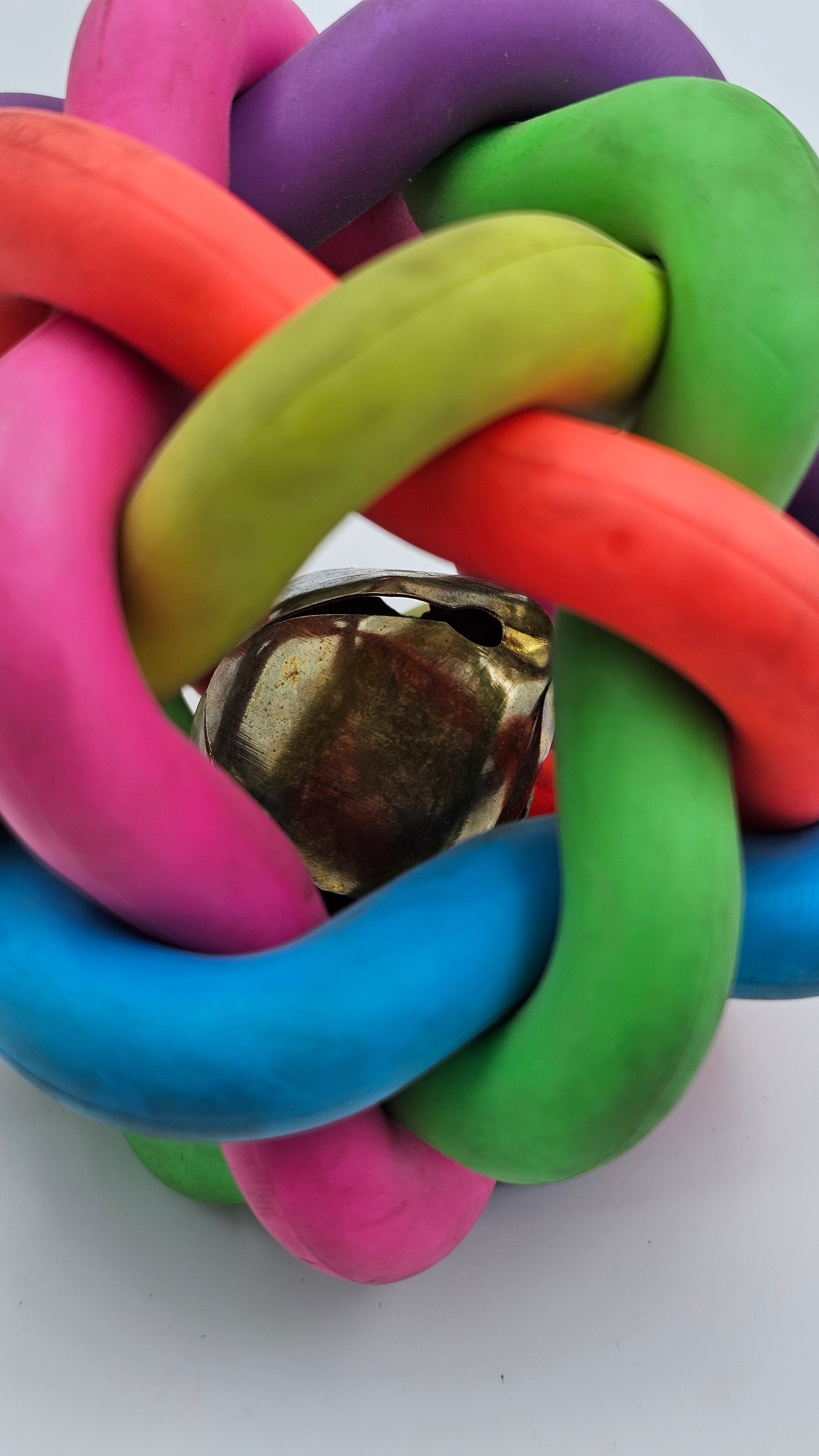 Vibrant Intertwined Rubber Ball with Natural Core - Engaging Pet Toy